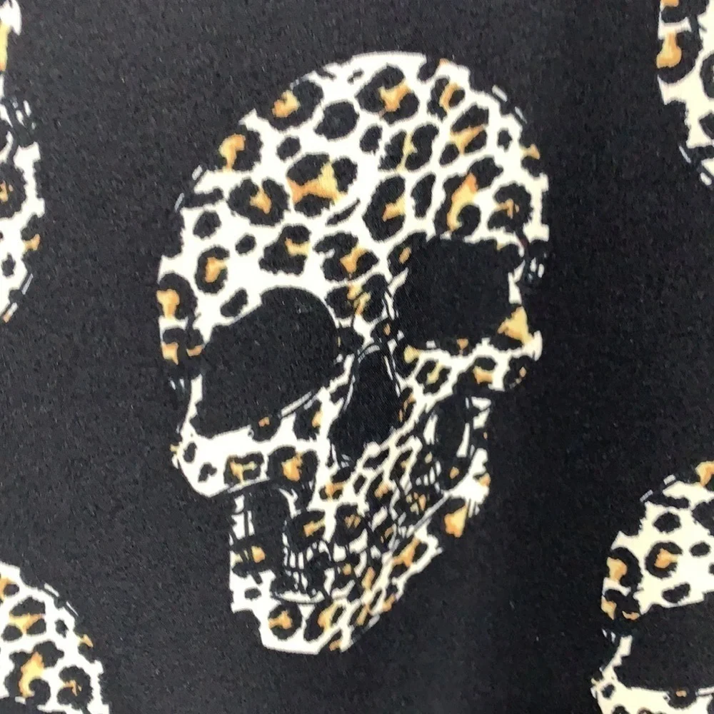 Black Boxy Animal Print Skull Print Shirt